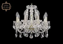 Люстра подвесная хрустальная 11.21.8.141.Gd.Sp Bohemia Art Classic прозрачная на 8 ламп, основание золотое в стиле классический Люстра подвесная хрустальная 11.21.8.141.Gd.Sp Bohemia Art Classic прозрачная на 8 ламп, основание золотое в стиле классический